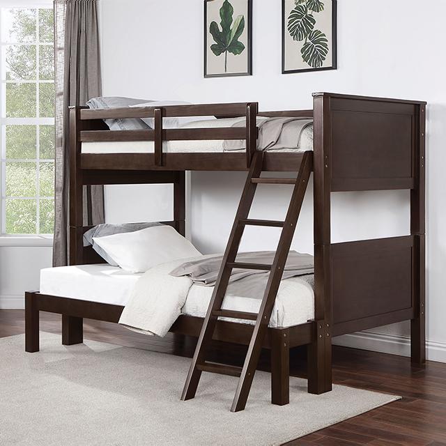 STAMOS Twin/Full Bunk Bed, Walnut image