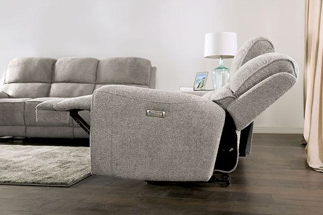 MORCOTE Power Recliner, Light Gray - In Home Furniture (San Antonio, TX)