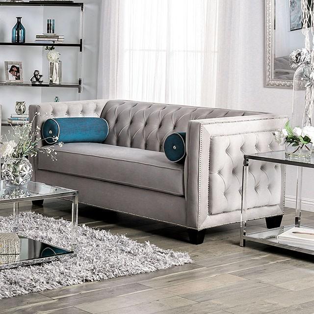 Silvan Gray Love Seat - In Home Furniture (San Antonio, TX)