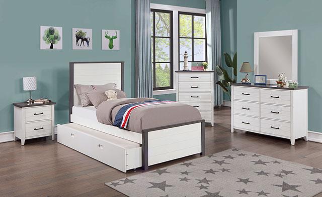 PRIAM Full & Twin Bed, White/Gray, Pink, Chrome, & Yellow - In Home Furniture (San Antonio, TX)