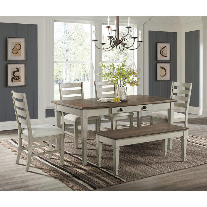 Farmington Rectangular Dining Table in Medium Brown and Washed Stone - In Home Furniture (San Antonio, TX)