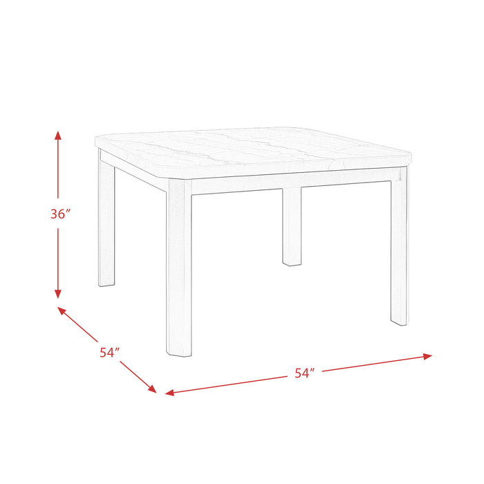 Francesca White Marble Square 5PC Counter Height Dining Set-Table & Four Grey Velvet Chairs - In Home Furniture (San Antonio, TX)