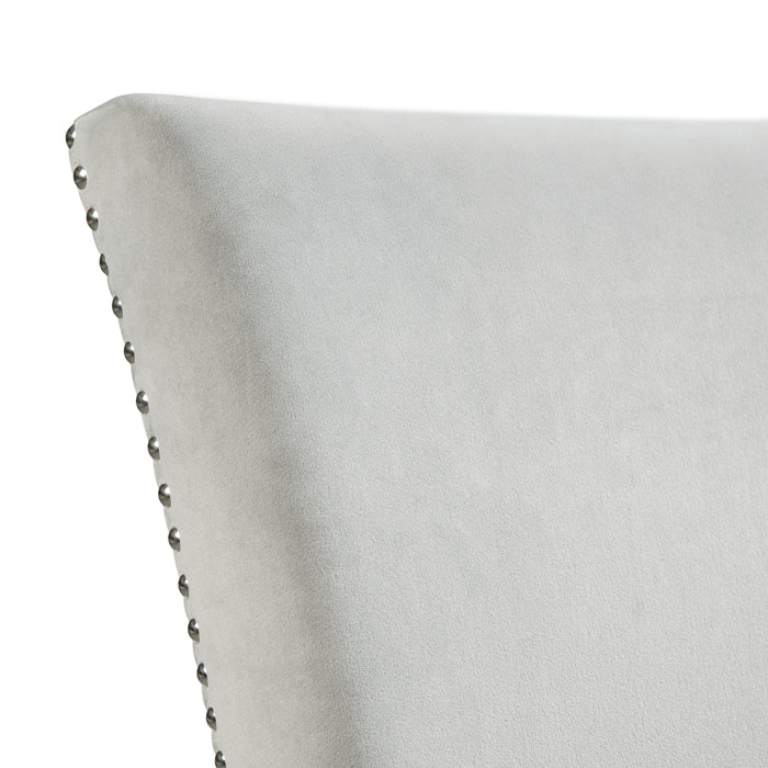 Francesca White Marble Square 5PC Counter Height Dining Set-Table & Four Grey Velvet Chairs - In Home Furniture (San Antonio, TX)