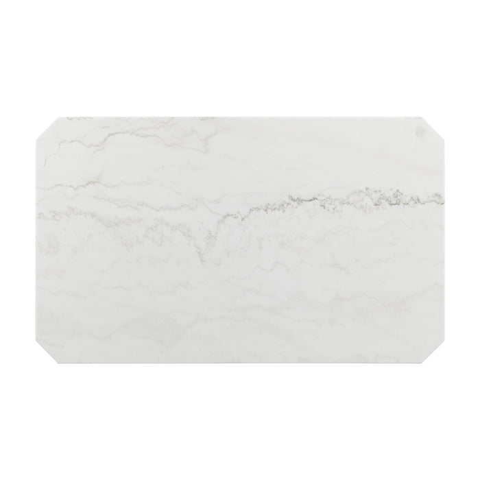 Francesca White Marble Rectangular 5PC Dining Set-Table & Four Black PU Chairs