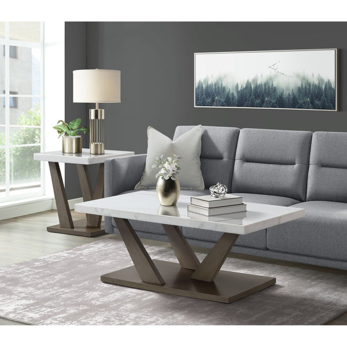 Greta Square End Table in grey - In Home Furniture (San Antonio, TX)