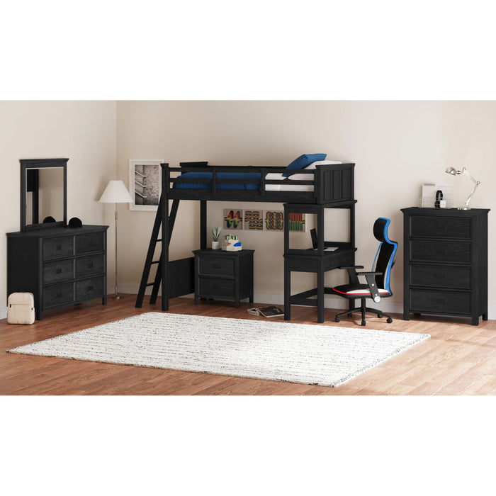 Hampton Kids Loft with Ladder and Desk with Speaker Bedroom Set - In Home Furniture (San Antonio, TX)