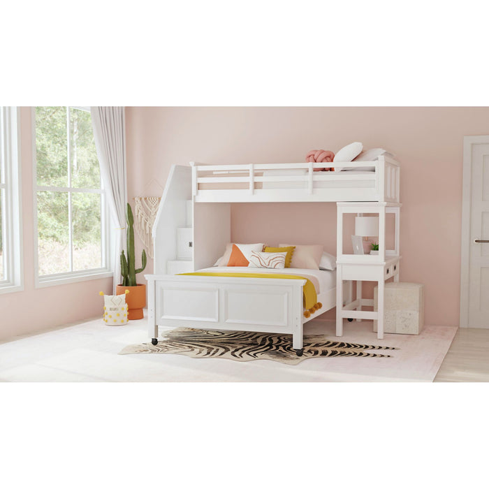 Hampton Kids Over Loft with Staircase and Desk with Speaker