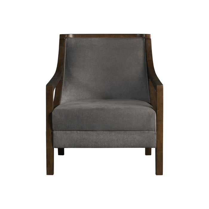 Hopkins Chair w/Brown Arm Columbia Charcoal (ISTA 3)