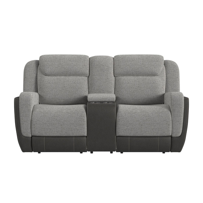 Hornet Motion Loveseat with Console in Rancho Grey