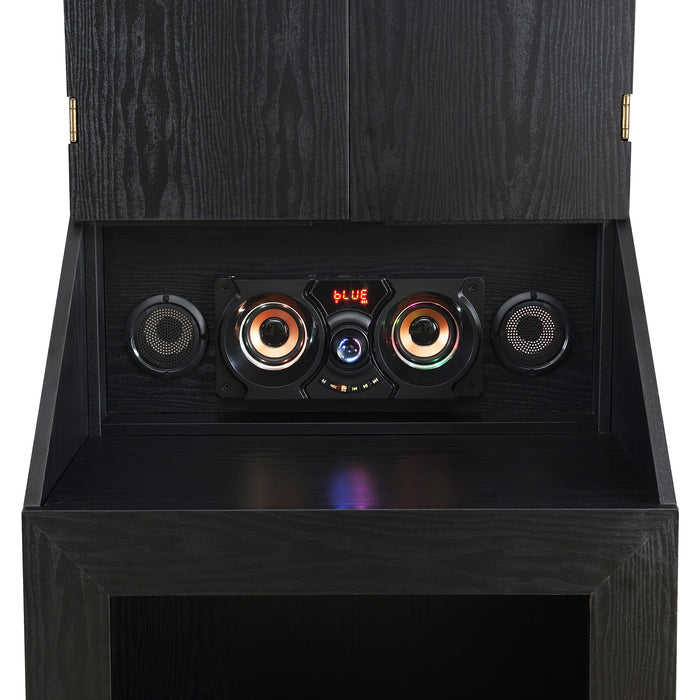 Hurricanes Dartboard Cabinet with Speaker and LED in Black (3A Packing)