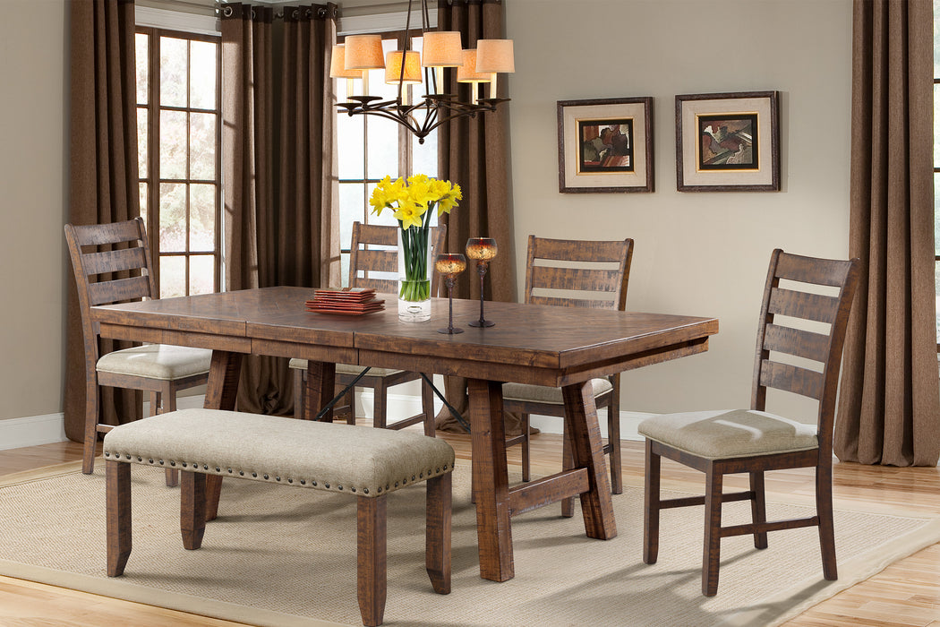 Jax 7PC Dining Set - Table, 4 Ladder Side Chairs & Bench - In Home Furniture (San Antonio, TX)