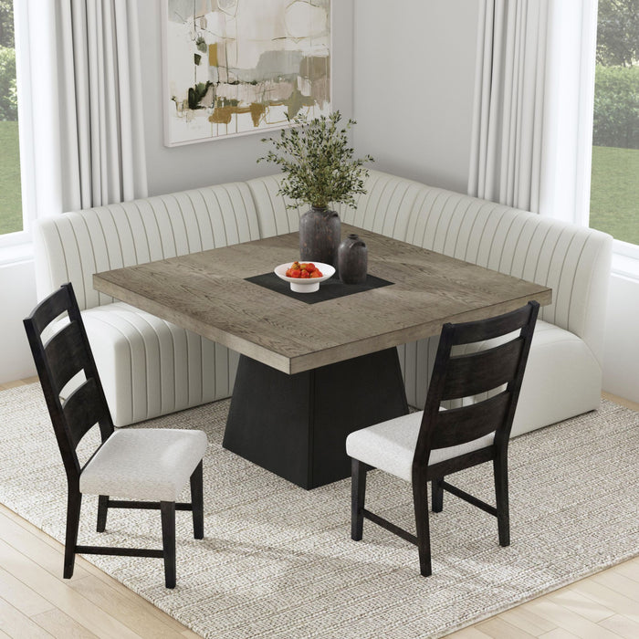 Jemma Square Table w/ Grey Top & Dark Espresso Base - In Home Furniture (San Antonio, TX)