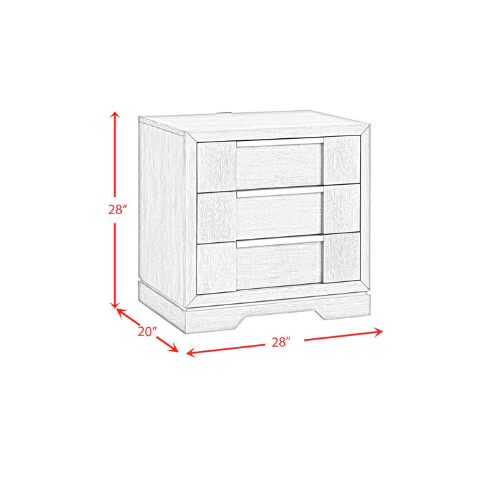 Kelis 3-Drawer Nightstand with USB in Grey