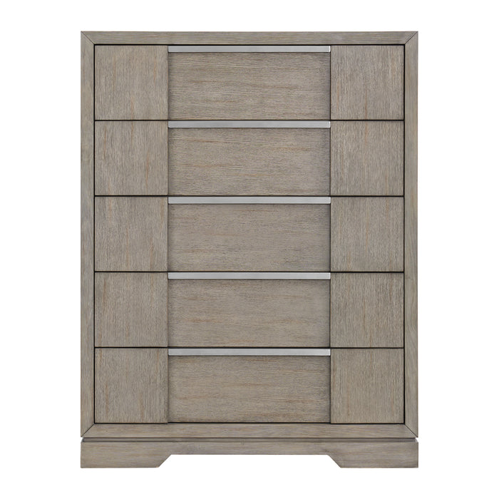 Kelis 5-Drawer Chest in Grey - In Home Furniture (San Antonio, TX)
