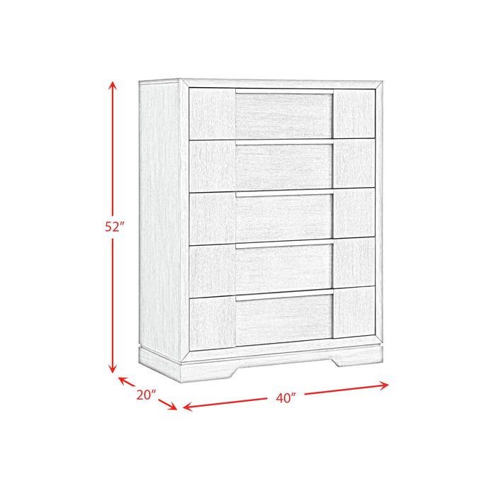 Kelis 5-Drawer Chest in Grey - In Home Furniture (San Antonio, TX)