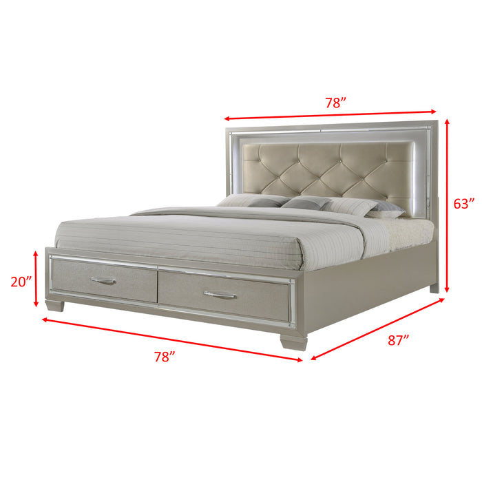 Platinum Platform Storage Bedroom Set - In Home Furniture (San Antonio, TX)