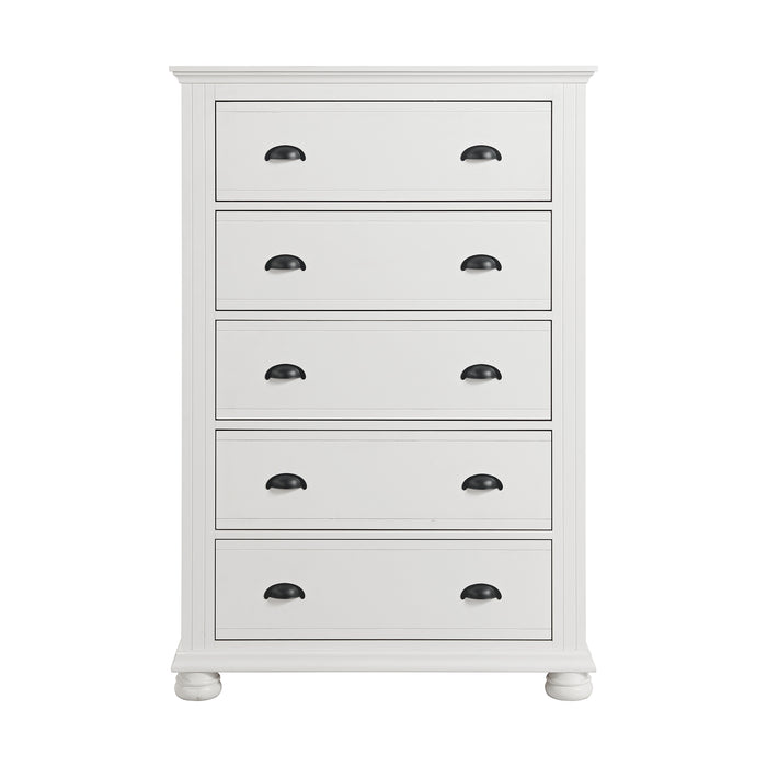 Kona 5-Drawer Chest in White - In Home Furniture (San Antonio, TX)
