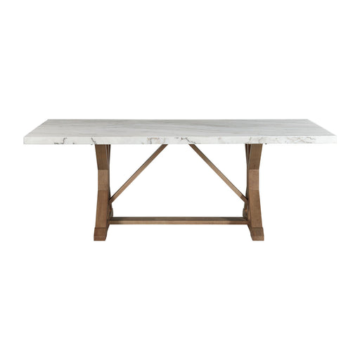 Lakeview Rectangular Standard Height Dining Table in White Marble - In Home Furniture (San Antonio, TX)