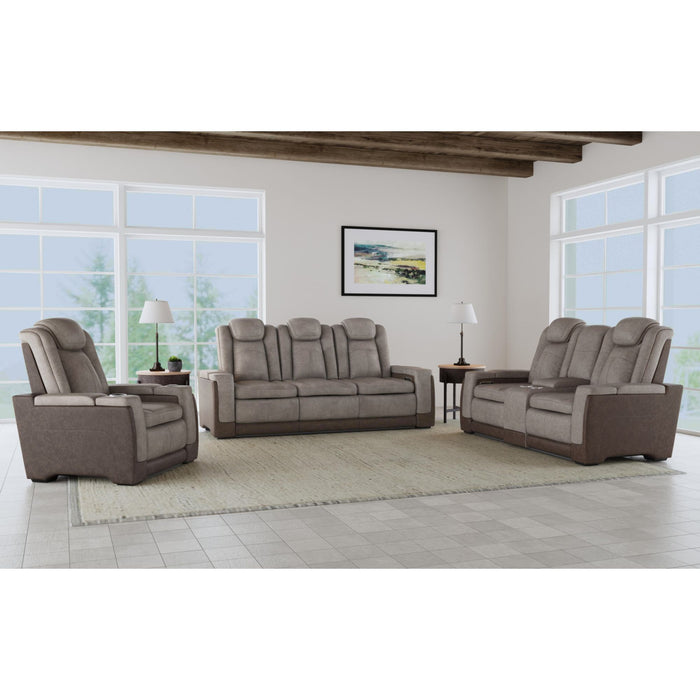 Lantana Power Motion Loveseat with Power Headrest, Led, and Console in Rocky Grey/Brown - In Home Furniture (San Antonio, TX)