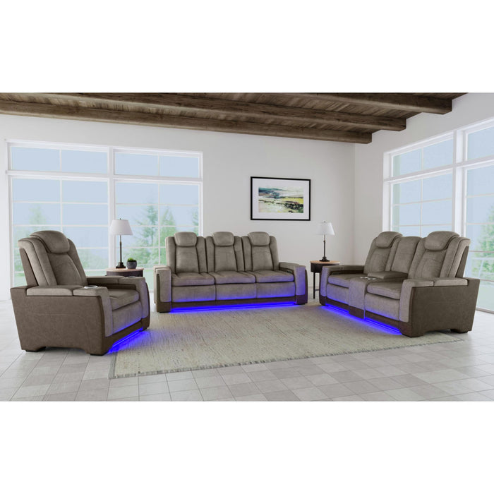 Lantana Power Motion Sofa with Power Headrest, Led, DDT, reading light and PWS in Rocky Grey/Brown - In Home Furniture (San Antonio, TX)