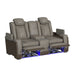 Lantana Power Motion Loveseat with Power Headrest, Led, and Console in Rocky Grey/Brown - In Home Furniture (San Antonio, TX)