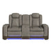 Lantana Power Motion Loveseat with Power Headrest, Led, and Console in Rocky Grey/Brown - In Home Furniture (San Antonio, TX)