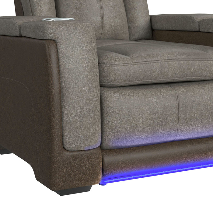 Lantana 3PC Living Room Set in Rocky Grey/Brown-Sofa, Loveseat & Recliner