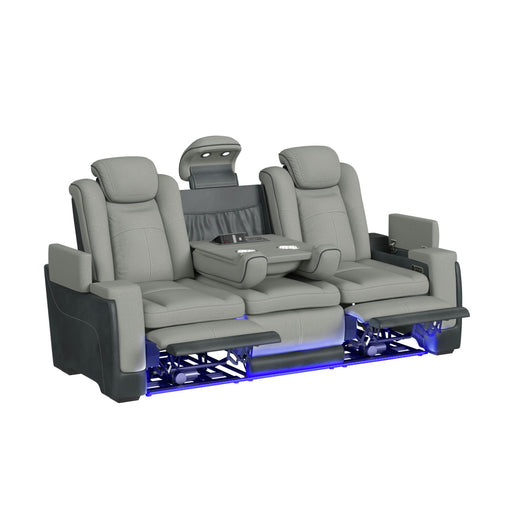 Lantana Power Motion Sofa with Power Headrest, Led, DDT, reading light and PWS in Rocky Cement/Charcoal - In Home Furniture (San Antonio, TX)