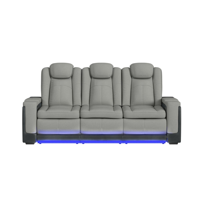 Lantana Power Motion Sofa with Power Headrest, Led, DDT, reading light and PWS in Rocky Cement/Charcoal - In Home Furniture (San Antonio, TX)