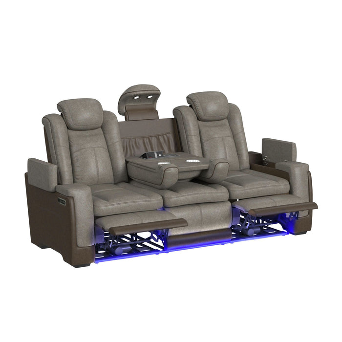 Lantana Power Motion Sofa with Power Headrest, Led, DDT, reading light and PWS in Rocky Grey/Brown - In Home Furniture (San Antonio, TX)