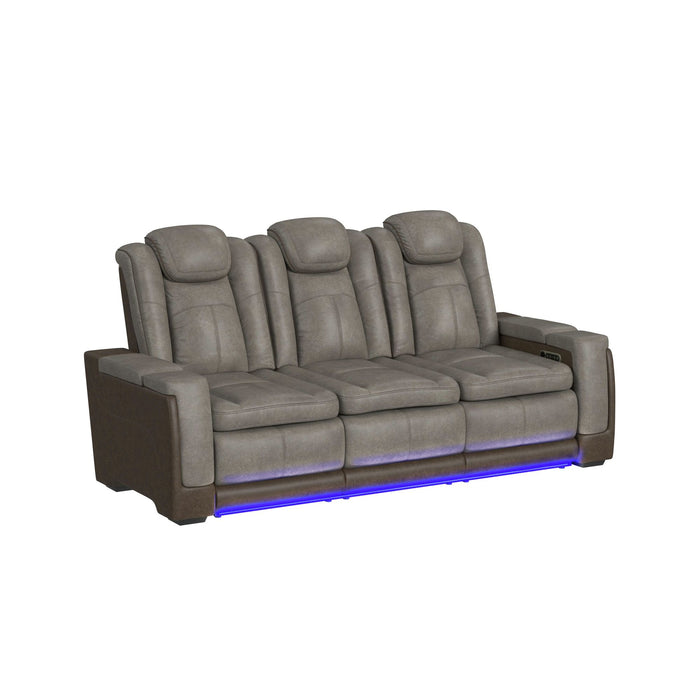Lantana Power Motion Sofa with Power Headrest, Led, DDT, reading light and PWS in Rocky Grey/Brown - In Home Furniture (San Antonio, TX)