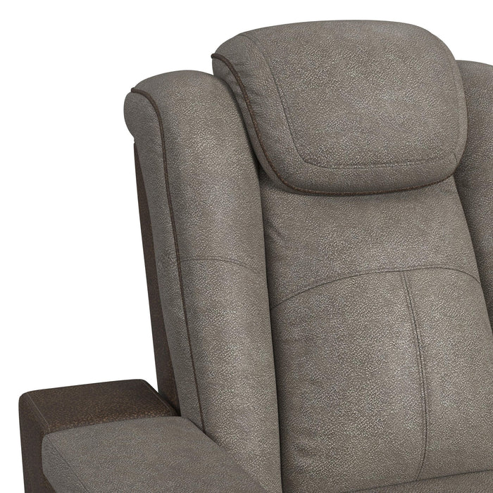 Lantana Power Motion Loveseat with Power Headrest, Led, and Console in Rocky Grey/Brown - In Home Furniture (San Antonio, TX)