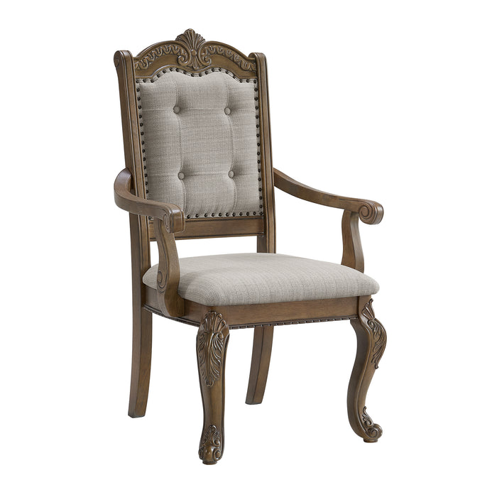 Madison Park Dining Arm Chair with Beige Fabric in Walnut (2 Per Carton)