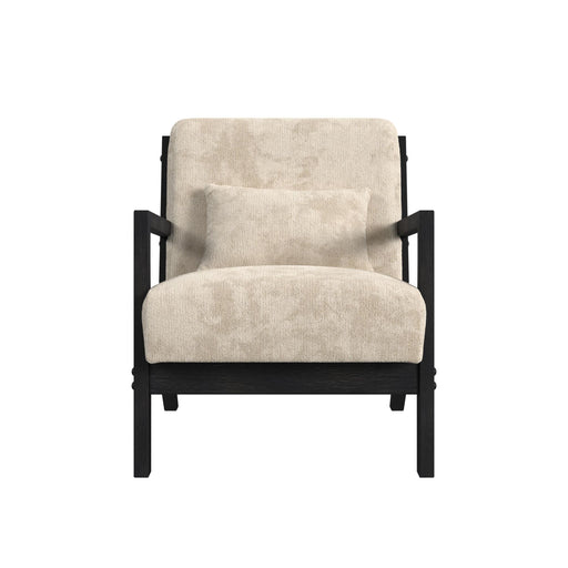 Marina Chair with kidney pillow in Langley Cream and Brushed Espresso Finish - In Home Furniture (San Antonio, TX)