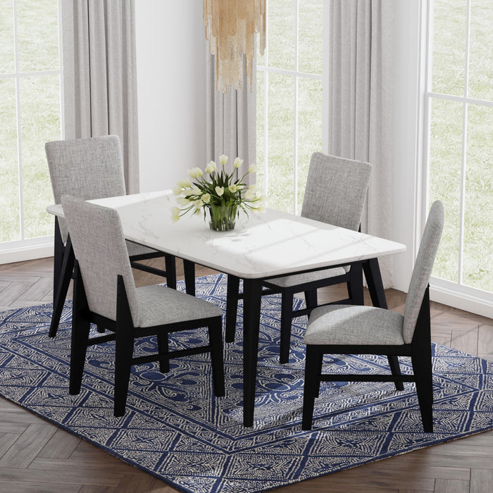 Marlene Standard Height Dining Set in Black-Table and Four Chairs - In Home Furniture (San Antonio, TX)