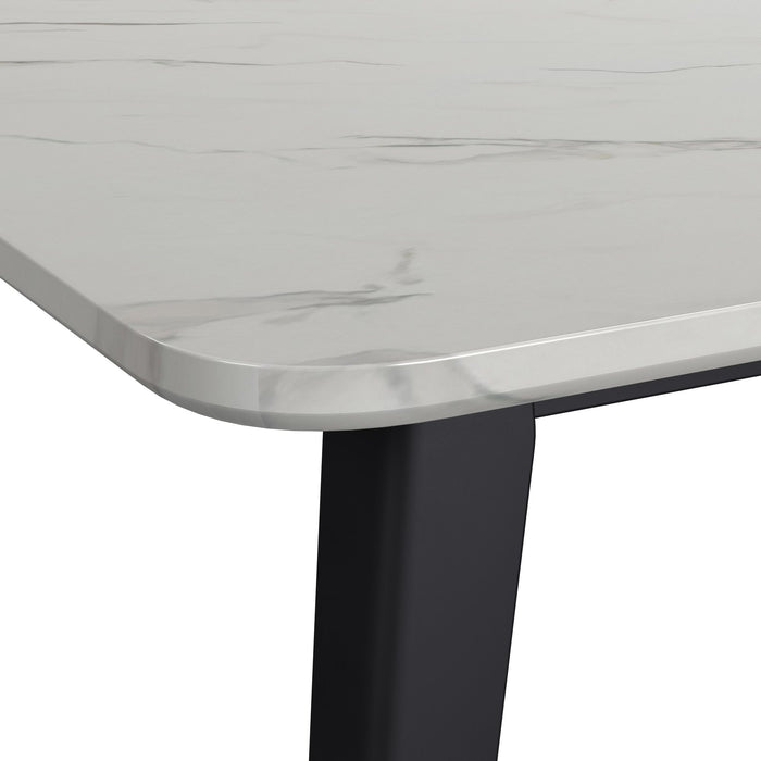 Marlene Dining Table with White Faux Marble Top in Black - In Home Furniture (San Antonio, TX)