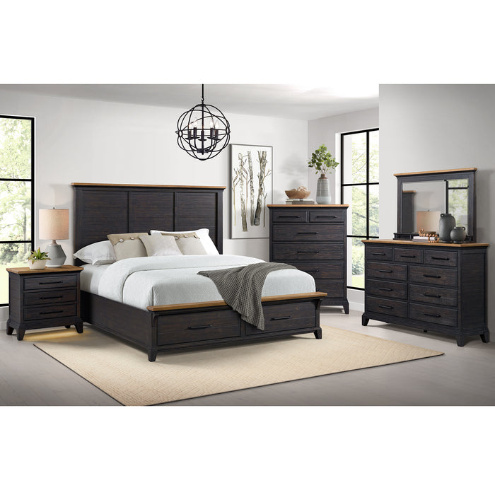 Montrose Storage Bedroom Set in Espresso & Brown - In Home Furniture (San Antonio, TX)