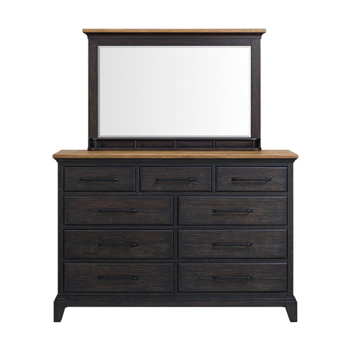 Montrose Dresser and Mirror Set in Espresso & Brown - In Home Furniture (San Antonio, TX)