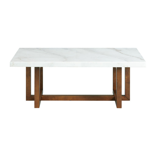 Morris Coffee Table in Espresso W/White Marble Top (3A Packing) - In Home Furniture (San Antonio, TX)