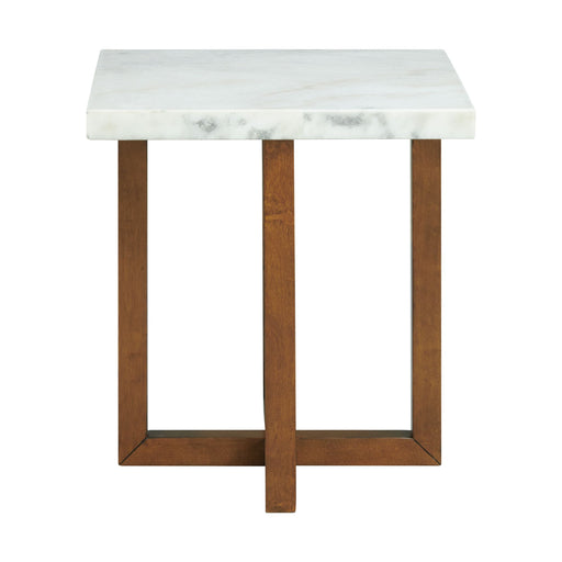 Morris End Table in Espresso W/White Marble Top (3A Packing) - In Home Furniture (San Antonio, TX)