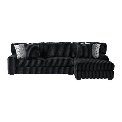 Nightfall RHF Chaise in Grand Cord Black with 2 self Pillows 20" - In Home Furniture (San Antonio, TX)