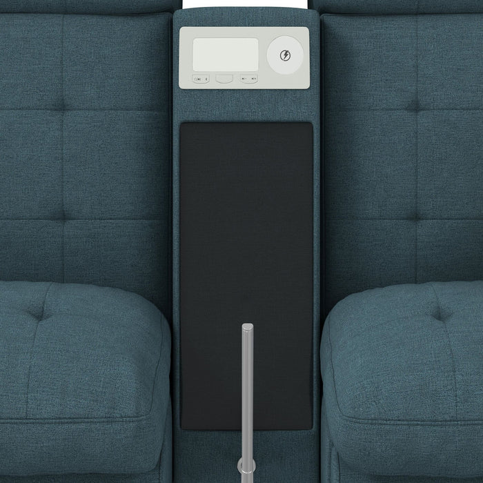 Options One 8PC Living Room Set in Palmer Plus Teal with Media Console - In Home Furniture (San Antonio, TX)