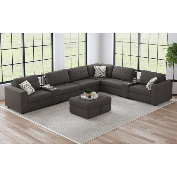 Options One 9PC Living Room Set in Palmer Plus Ash - In Home Furniture (San Antonio, TX)