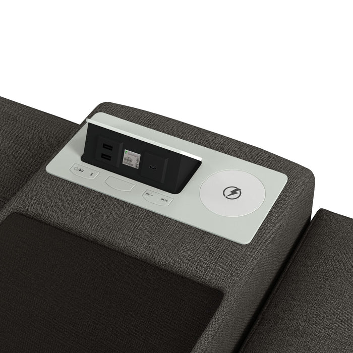 Options One 8PC Living Room Set in Palmer Plus Ash with Media Console - In Home Furniture (San Antonio, TX)