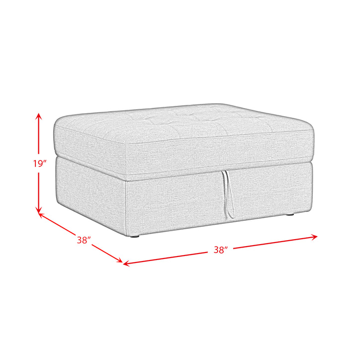Options One Storage Ottoman in Palmer Plus Ash - In Home Furniture (San Antonio, TX)