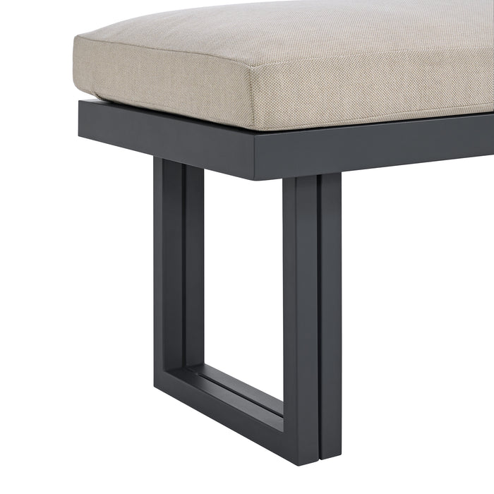 Playa Dining Bench - Dark Grey and Olefin Beige - In Home Furniture (San Antonio, TX)