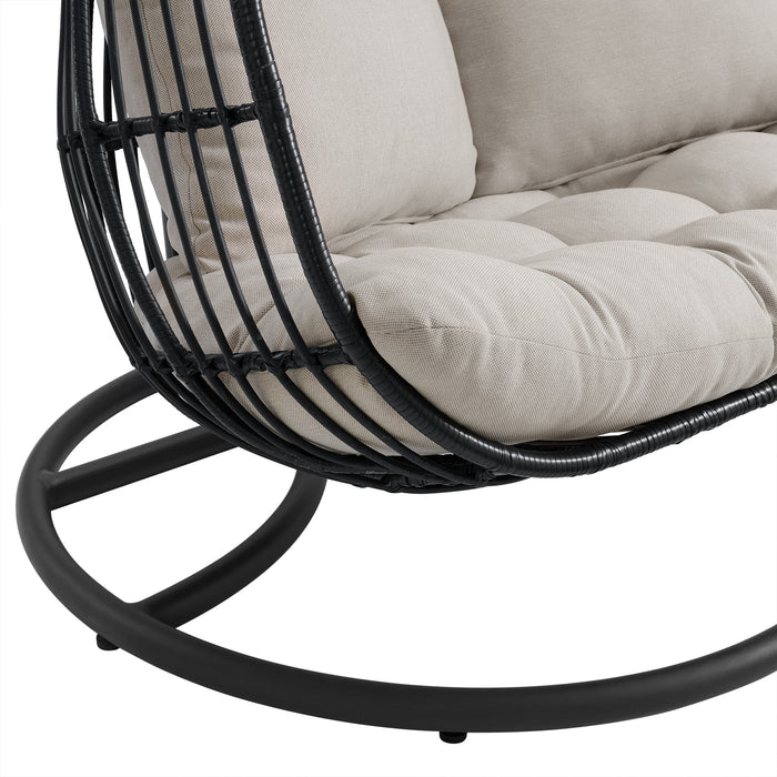 Playa Double Swing Egg Chair Complete - Dark Grey and Olefin Beige - In Home Furniture (San Antonio, TX)