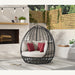 Playa Twin Egg Chair - Dark Grey and Olefin Beige with 3 Pillows - In Home Furniture (San Antonio, TX)