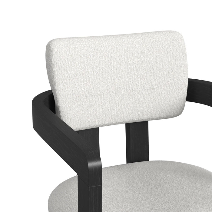 Portland Arm Counter Stool with White Fabric in Black (2 Per Carton) - In Home Furniture (San Antonio, TX)