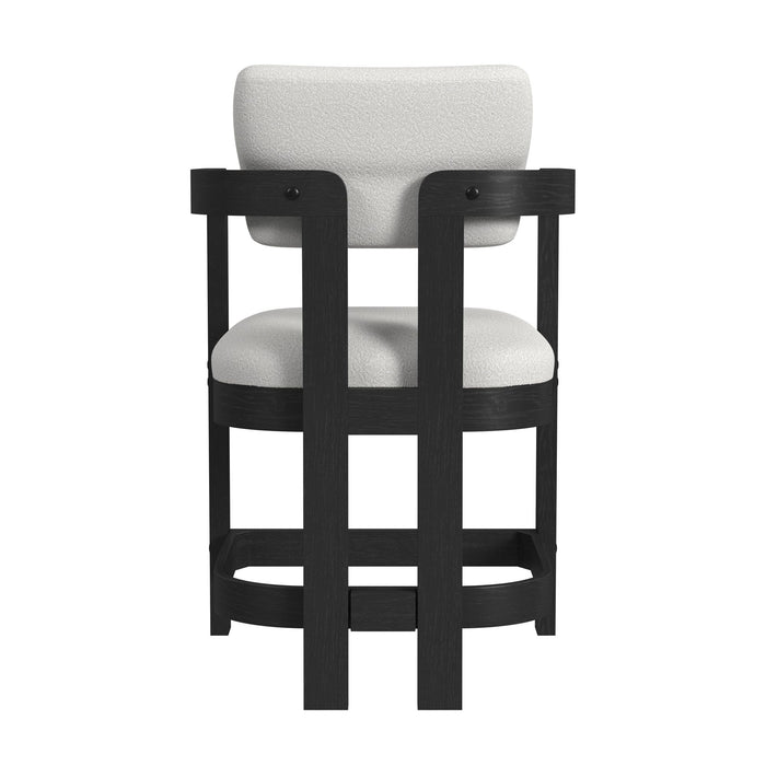 Portland Arm Counter Stool with White Fabric in Black (2 Per Carton) - In Home Furniture (San Antonio, TX)